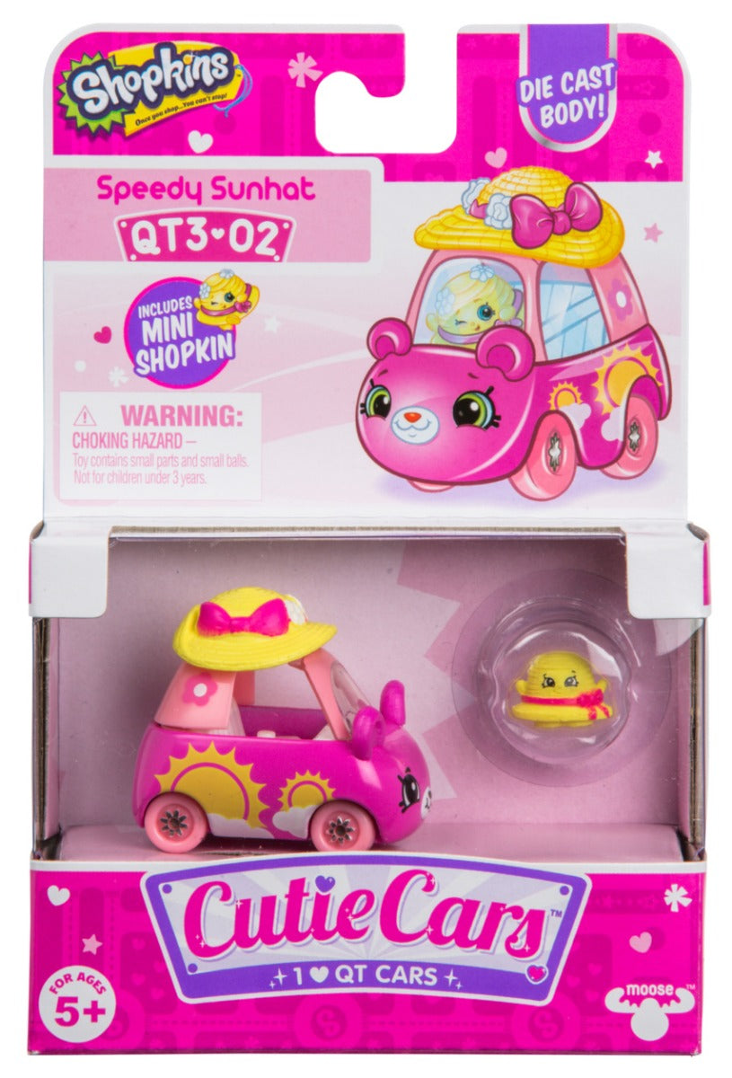CUTIE CARS SHOPKINS S3 W2 SINGLE PACK QT3-02 SPEEDY SUNHAT
