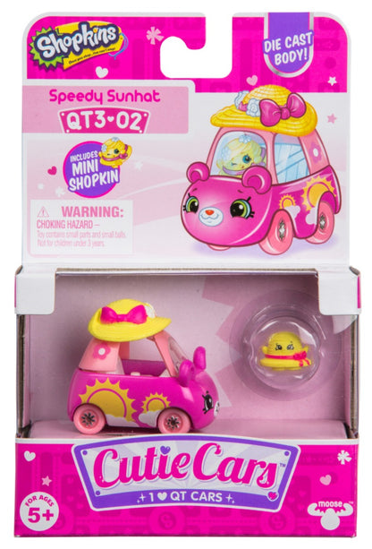 CUTIE CARS SHOPKINS S3 W2 SINGLE PACK QT3-02 SPEEDY SUNHAT