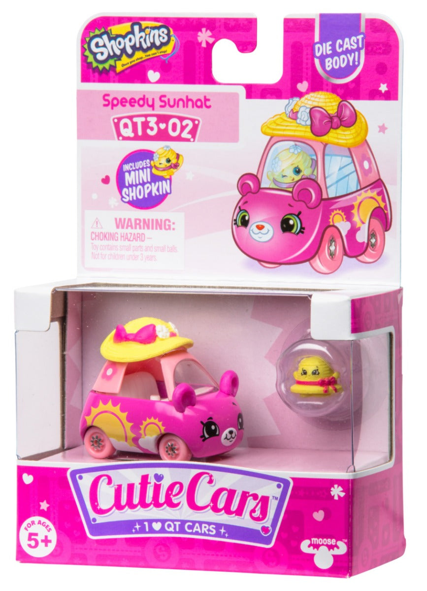 CUTIE CARS SHOPKINS S3 W2 SINGLE PACK QT3-02 SPEEDY SUNHAT