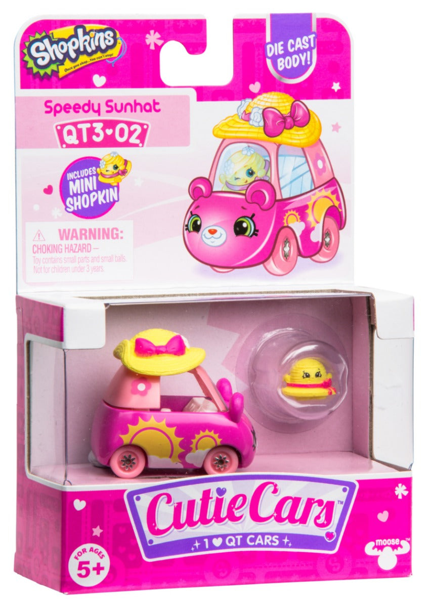 CUTIE CARS SHOPKINS S3 W2 SINGLE PACK QT3-02 SPEEDY SUNHAT