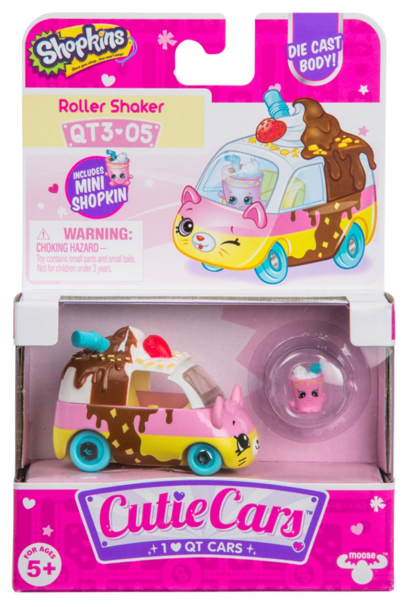 CUTIE CARS SHOPKINS S3 W2 SINGLE PACK QT3-05 ROLLER SHAKER