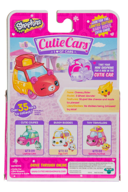 CUTIE CARS SHOPKINS S3 W2 SINGLE PACK QT3-03 CHEESY RIDER
