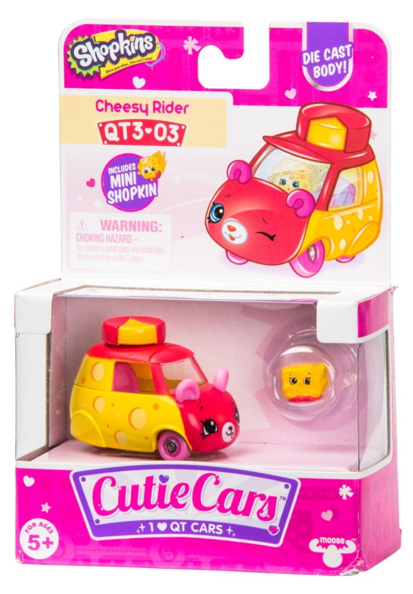 CUTIE CARS SHOPKINS S3 W2 SINGLE PACK QT3-03 CHEESY RIDER
