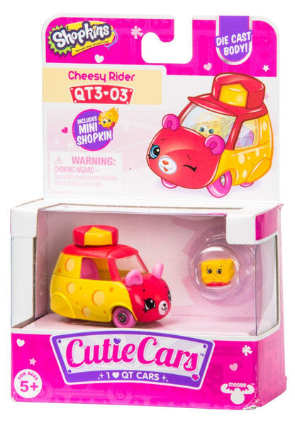 CUTIE CARS SHOPKINS S3 W2 SINGLE PACK QT3-03 CHEESY RIDER