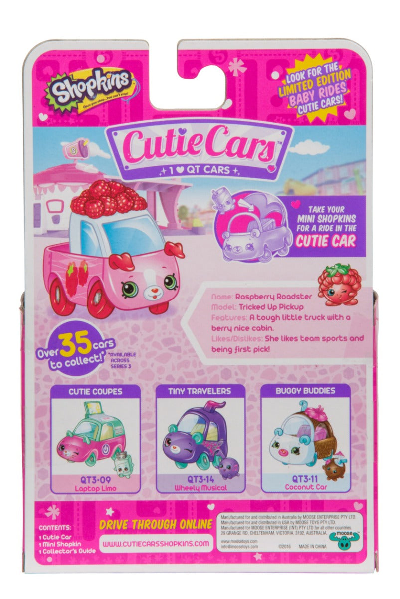 CUTIE CARS SHOPKINS S3 W2 SINGLE PACK QT3-13 RASBERRY ROADS