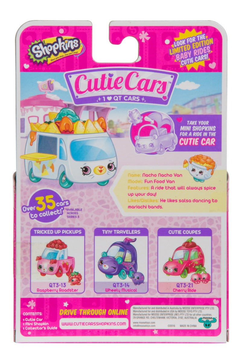 CUTIE CARS SHOPKINS S3 W2 SINGLE PACK QT3-10 NACO NACHO VAN