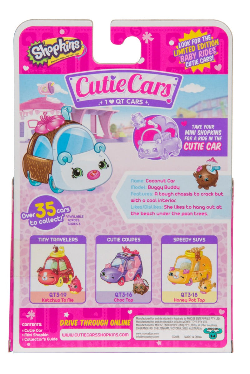 CUTIE CARS SHOPKINS S3 W3 SINGLE PACK QT3-15 COCONUT CAR
