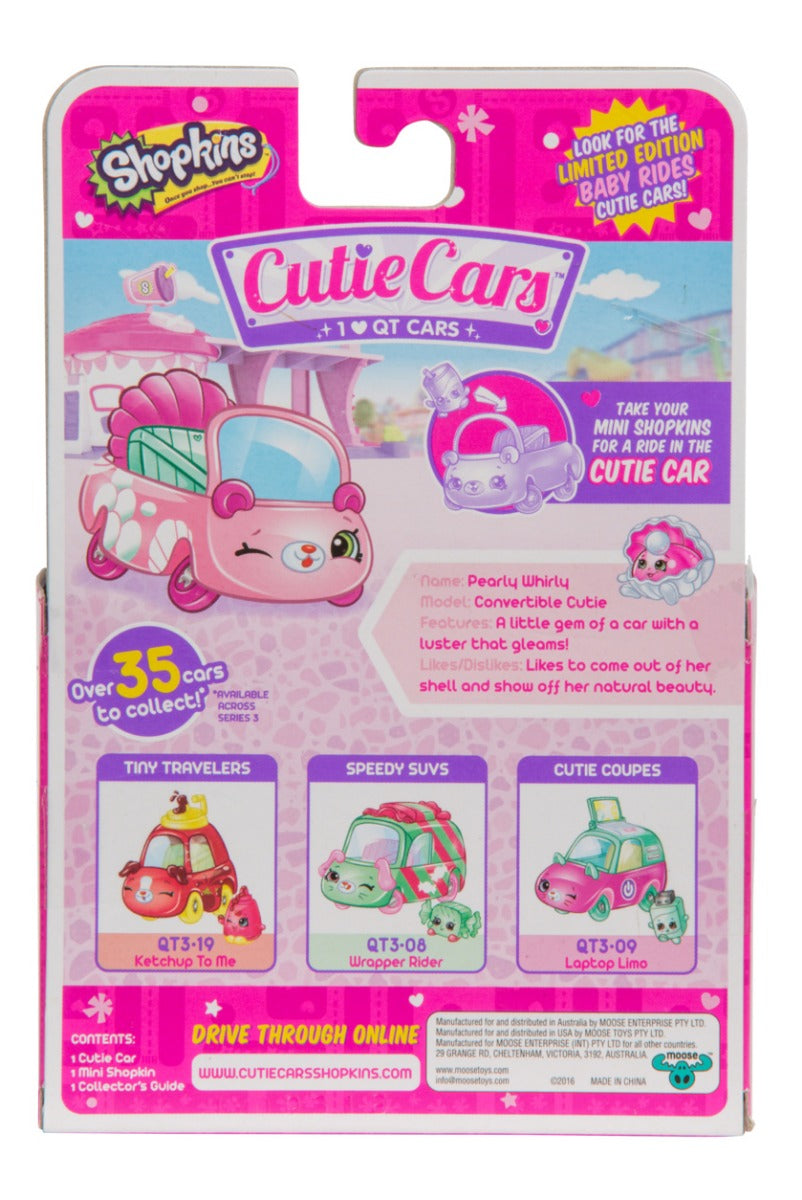 CUTIE CARS SHOPKINS S3 W3 SINGLE PACK QT3-07 PEARLY WHIRLY
