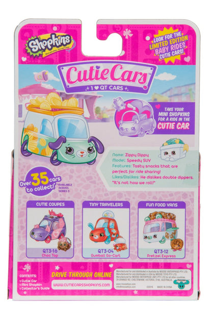 CUTIE CARS SHOPKINS S3 W3 SINGLE PACK QT3-20 ZIPPY DIPPY