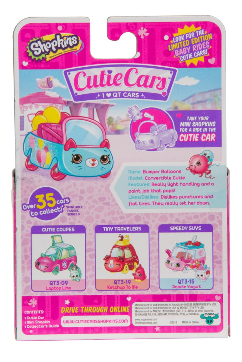 CUTIE CARS SHOPKINS S3 W3 SINGLE PACK QT3-01 BUMPER BALLOONS