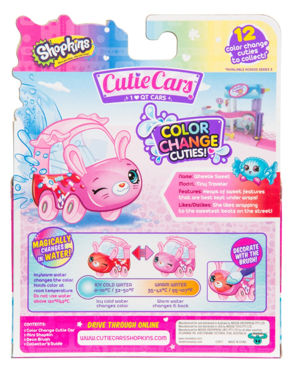 CUTIE CARS SHOPKINS W2 COLOR CHANGE PACK QT3-C10 WHEELIE SWEET
