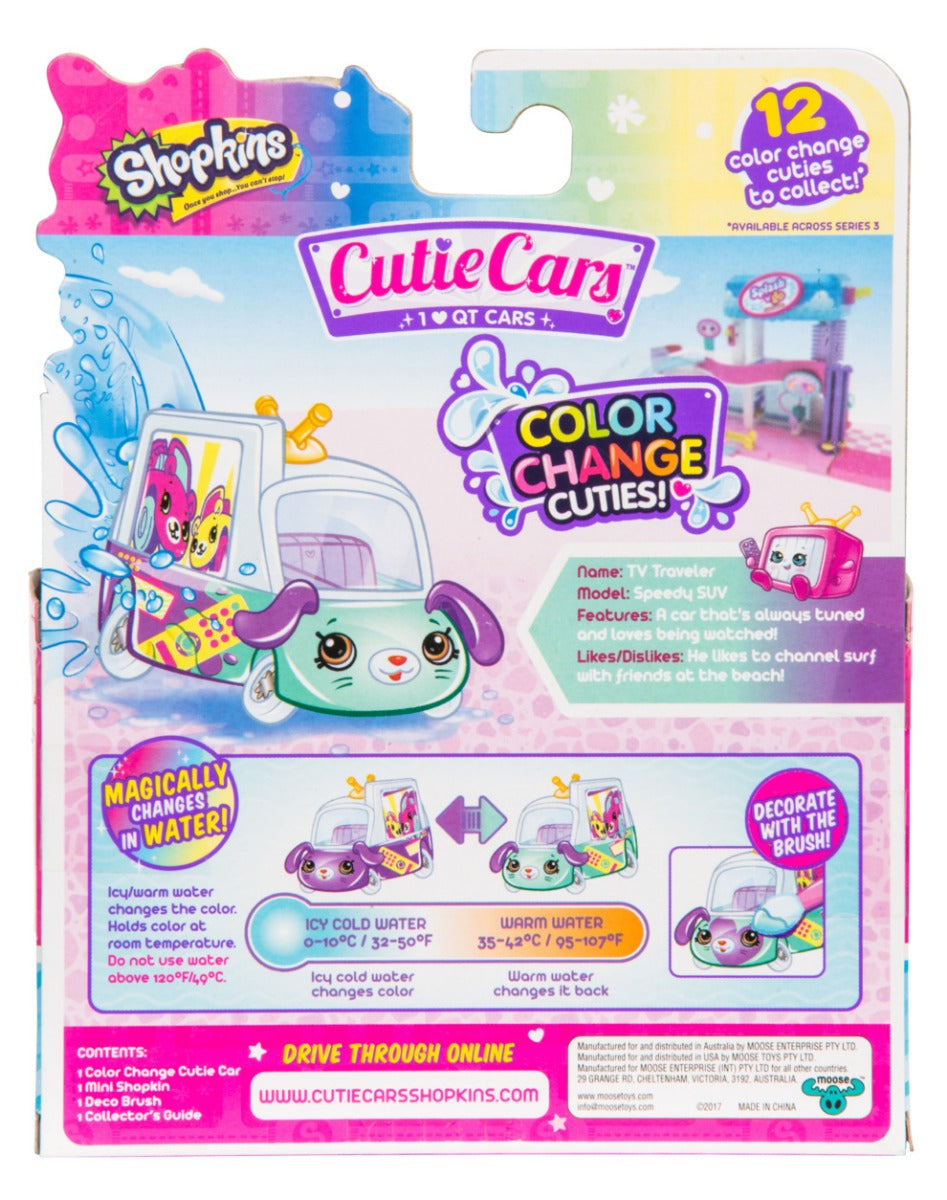 CUTIE CARS SHOPKINS W2 COLOR CHANGE PACK QT3-C09 TV TRAVELER