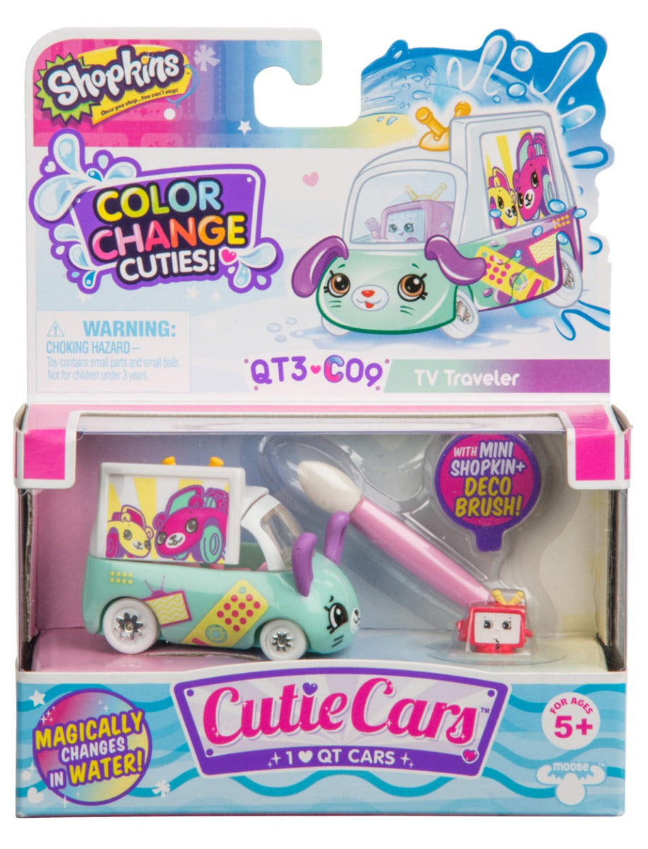 CUTIE CARS SHOPKINS W2 COLOR CHANGE PACK QT3-C09 TV TRAVELER