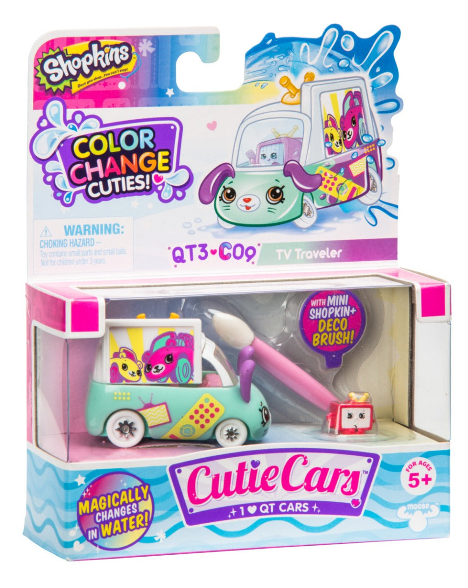 CUTIE CARS SHOPKINS W2 COLOR CHANGE PACK QT3-C09 TV TRAVELER