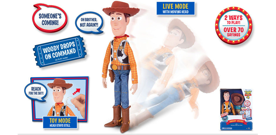 TOY STORY 4 SHERIFF WOODY with Interactive Drop-Down Action