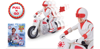 TOY STORY 4 PULL 'N GO DUKE CABOOM With Motorcycle