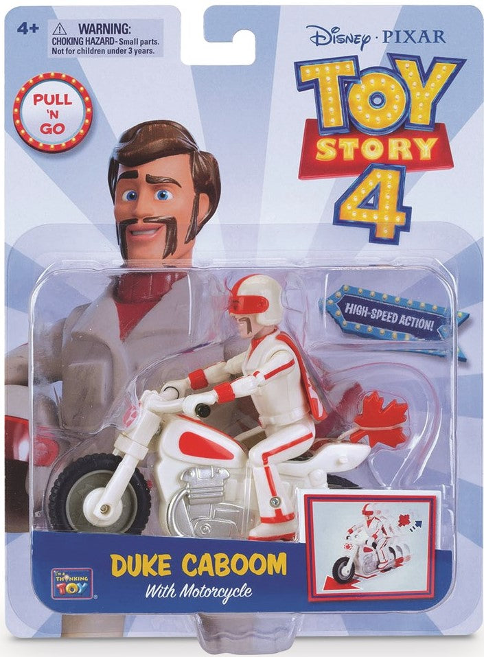 TOY STORY 4 PULL 'N GO DUKE CABOOM With Motorcycle