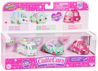 CUTIE CARS SHOPKINS S1 3 PACK CANDY COMBO
