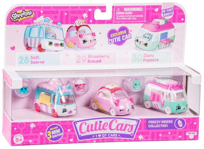 CUTIE CARS SHOPKINS S1 3 PACK FREEZY RIDERS