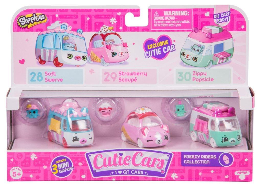 CUTIE CARS SHOPKINS S1 3 PACK FREEZY RIDERS