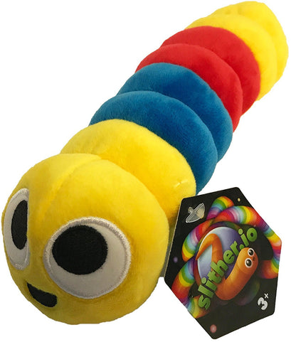 SLITHER.IO 8" BENDABLE PLUSH RED YELLOW BLUE FACE