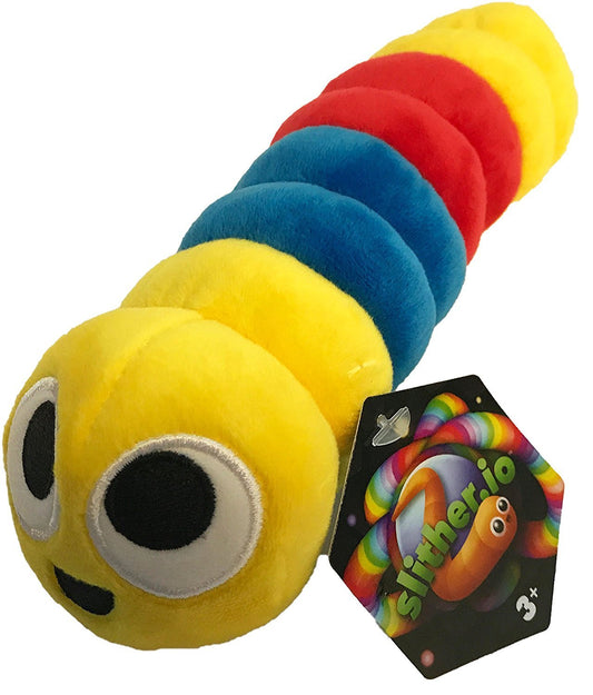 SLITHER.IO 8" BENDABLE PLUSH RED YELLOW BLUE FACE