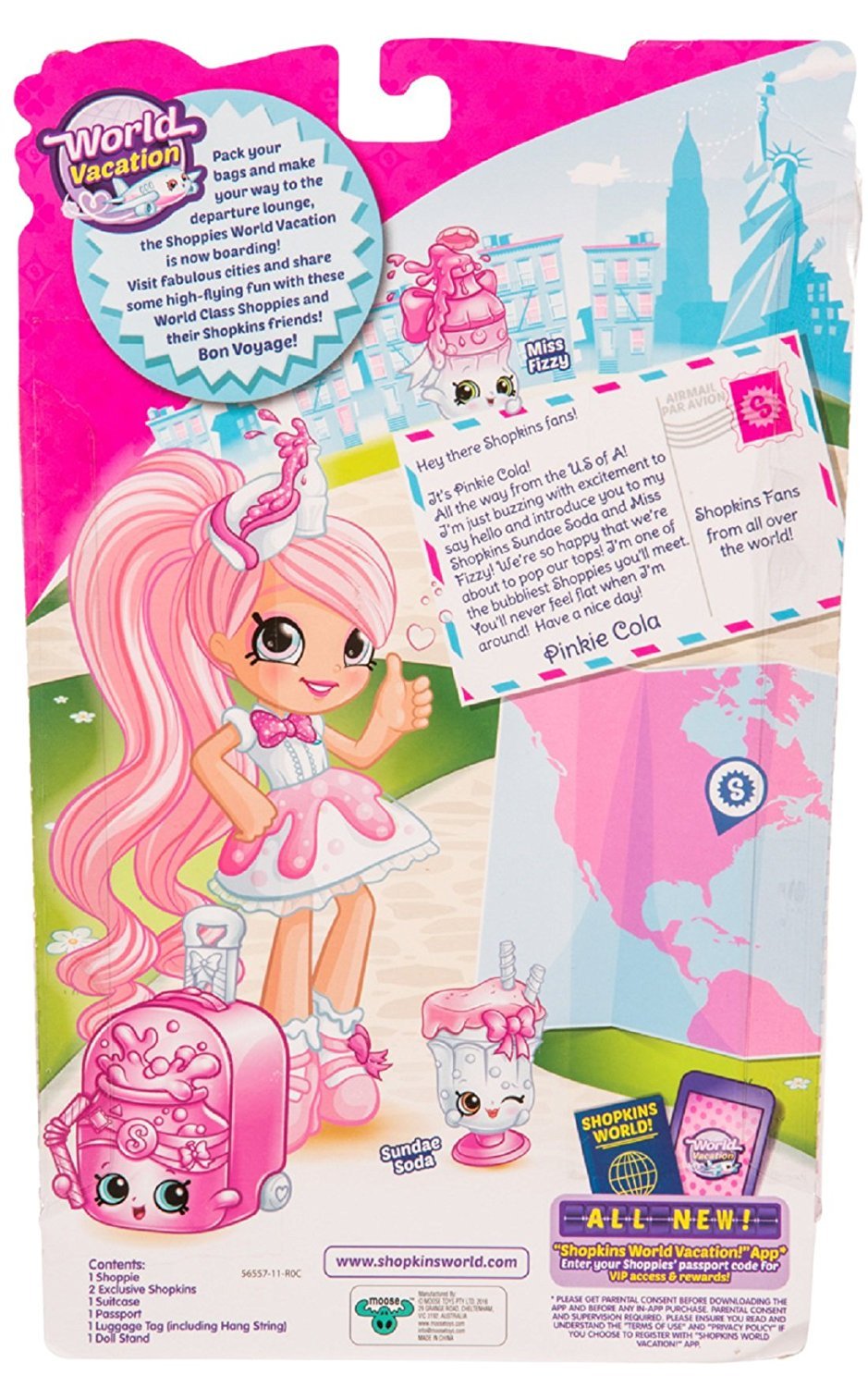 SHOPKINS SHOPPIES S8 W3 THEMED DOLL SINGLE PACK PINKIE COLA