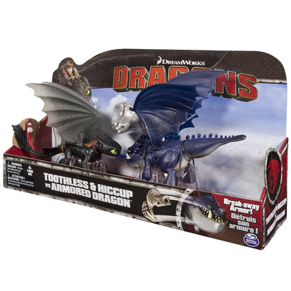DREAMWORKS DRAGONS TOOTHLESS & HICCUP VS ARMORED DRAGON 3-PACK