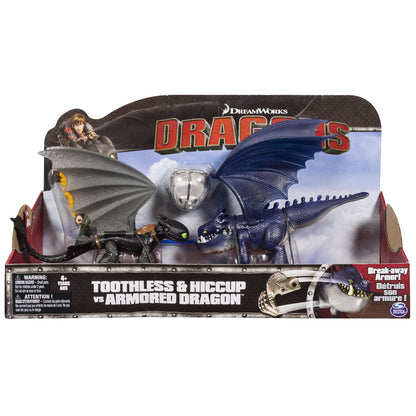 DREAMWORKS DRAGONS TOOTHLESS & HICCUP VS ARMORED DRAGON 3-PACK