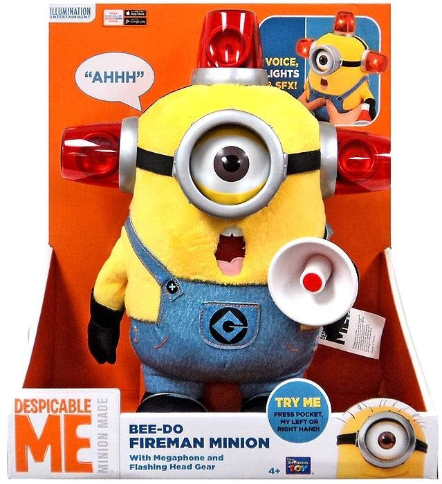 DESPICABLE ME BEE-DOO FIREMAN MINION TALKING PLUSH