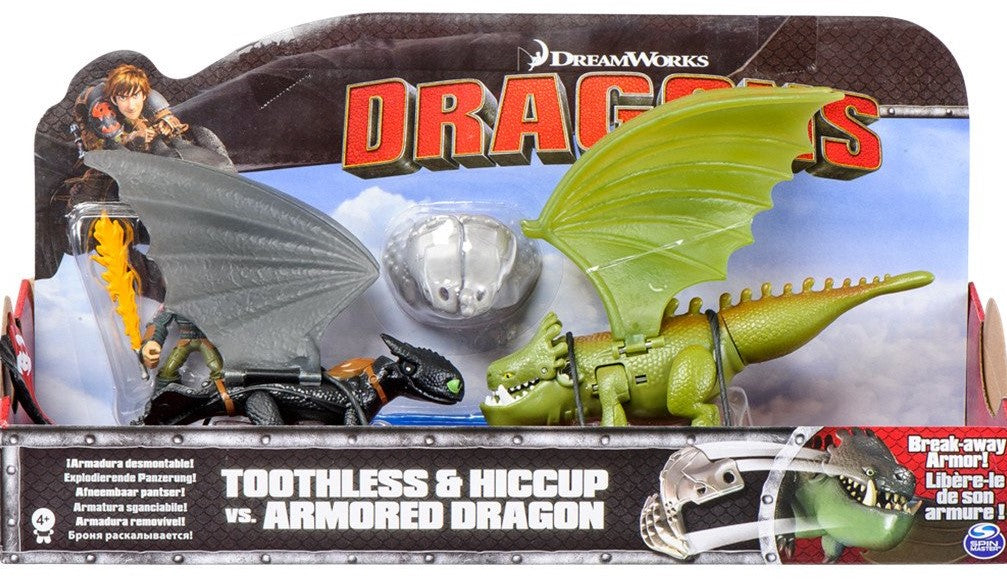 DREAMWORKS DRAGONS TOOTHLESS & HICCUP VS ARMORED DRAGON 3-PACK (2014)