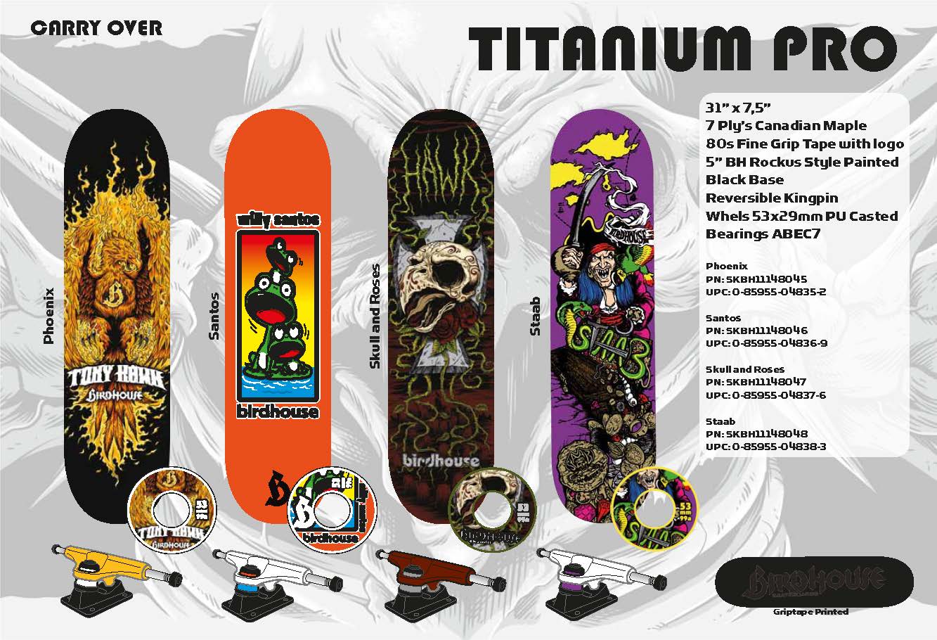 TONY HAWK BIRDHOUSE TITANIUM SERIES COMPLETE STAAB