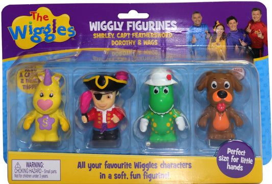 THE WIGGLES WIGGLY FIGURINES 4 PACK (Shirley, Capt Feathersword, Dorothy & Wags)