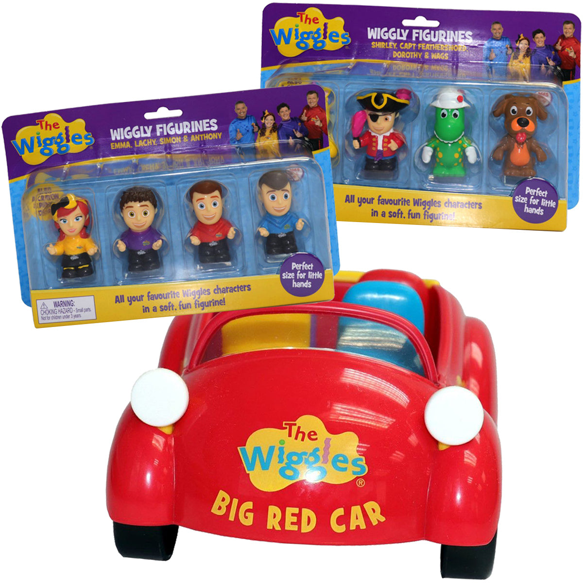THE WIGGLES WIGGLY FIGURINES + BIG RED CAR (BUNDLE)